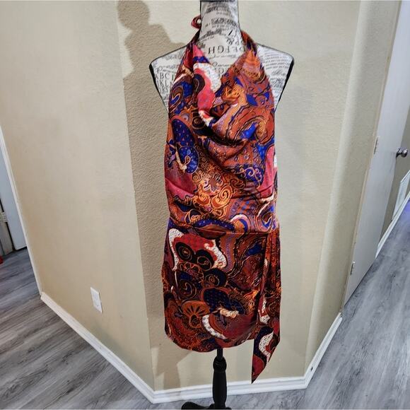 House of Harlow 1960 x Revolve 60s 70s vibes satin mini halter dress size medium - Picture 1 of 9